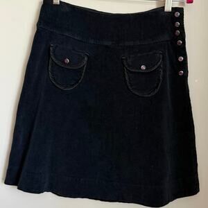 Charlotte Authentic Y2K Vintage Wide Wale Corduroy Black A-Line Mini Skirt Sz M